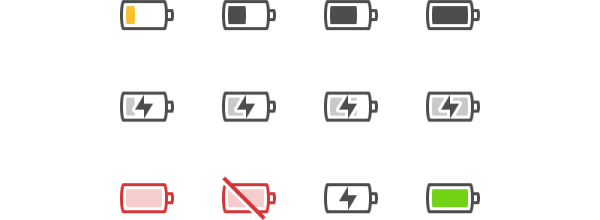 De nouveaux icones liés à la batterie sont maintenant disponibles