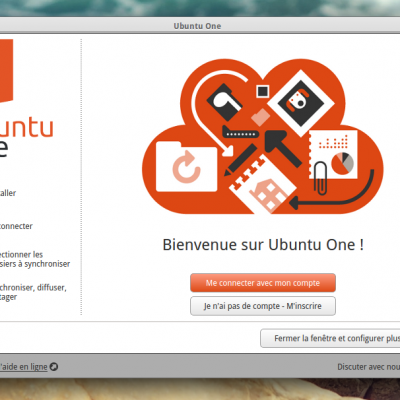 Ecran d'accueil d'Ubuntu One