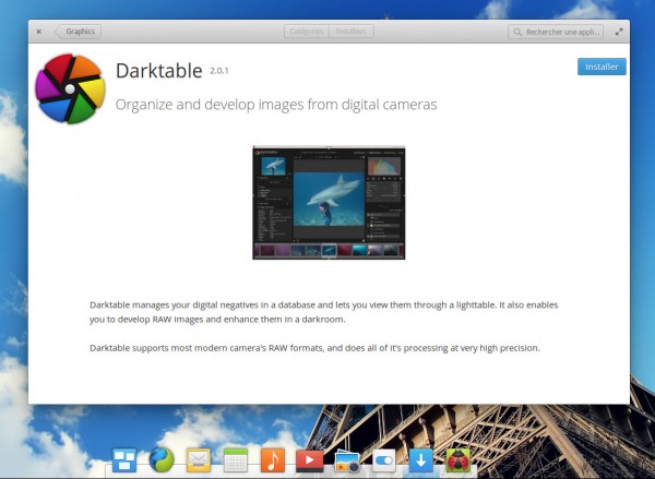 Installer Darktable à partir de l'AppCenter